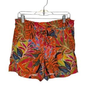 C&C California Women's Floral Tropical Lyocell Drawstring Shorts Size Large